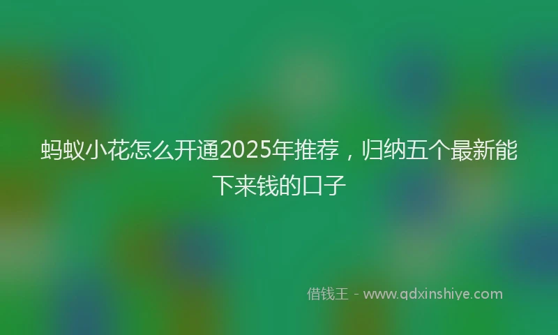 蚂蚁小花怎么开通2025年推荐，归纳五个最新能下来钱的口子