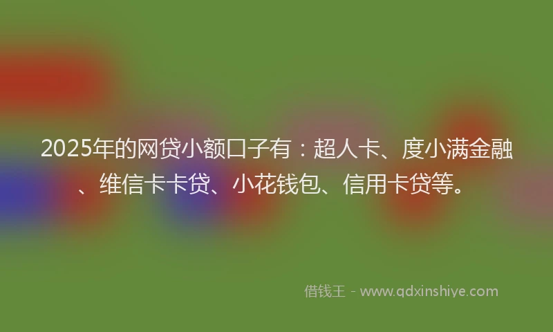 2025年的网贷小额口子有：超人卡、度小满金融、维信卡卡贷、小花钱包、信用卡贷等。