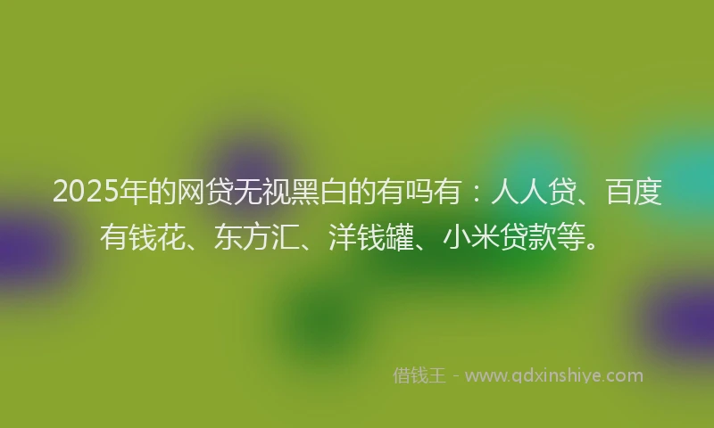 2025年的网贷无视黑白的有吗有：人人贷、百度有钱花、东方汇、洋钱罐、小米贷款等。