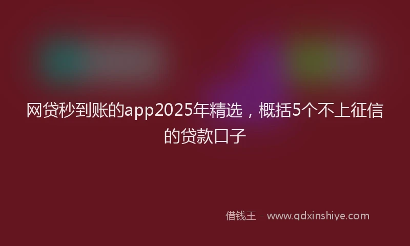 网贷秒到账的app2025年精选，概括5个不上征信的贷款口子