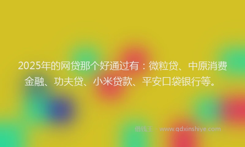 2025年的网贷那个好通过有：微粒贷、中原消费金融、功夫贷、小米贷款、平安口袋银行等。