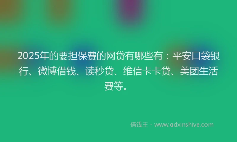 2025年的要担保费的网贷有哪些有：平安口袋银行、微博借钱、读秒贷、维信卡卡贷、美团生活费等。