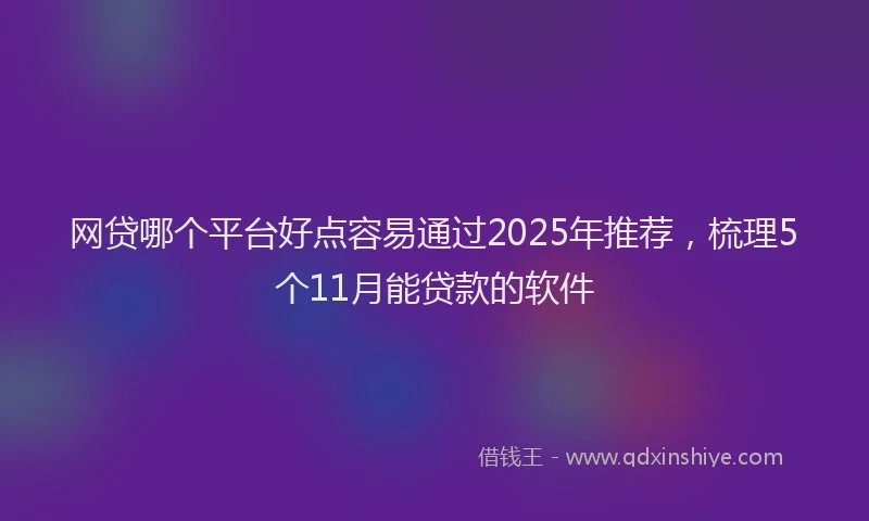 网贷哪个平台好点容易通过2025年推荐，梳理5个11月能贷款的软件