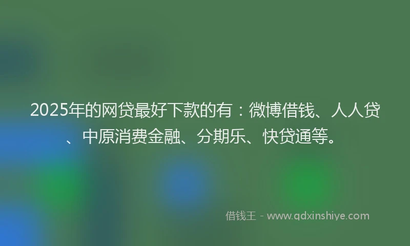 2025年的网贷最好下款的有：微博借钱、人人贷、中原消费金融、分期乐、快贷通等。