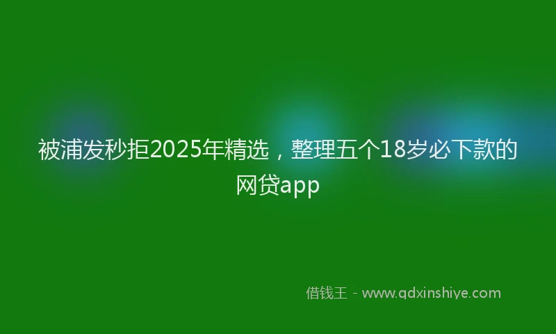 被浦发秒拒2025年精选，整理五个18岁必下款的网贷app