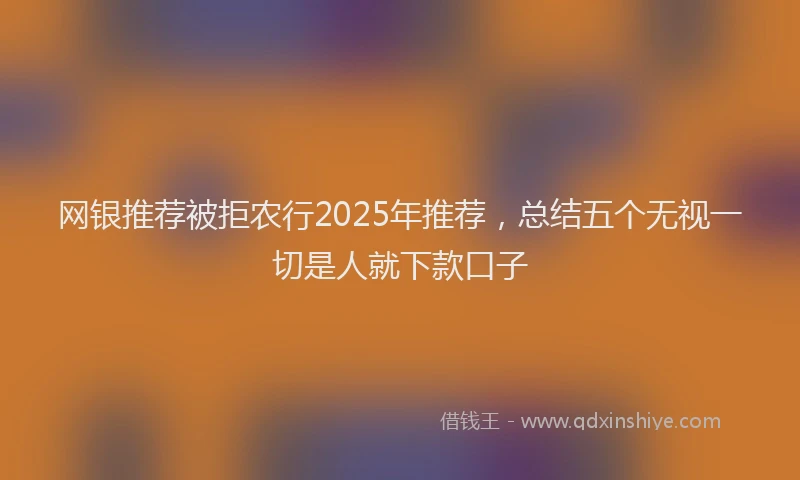 网银推荐被拒农行2025年推荐，总结五个无视一切是人就下款口子