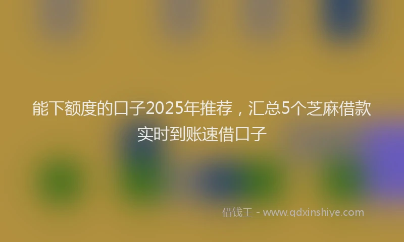能下额度的口子2025年推荐，汇总5个芝麻借款实时到账速借口子