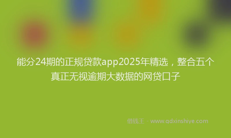 能分24期的正规贷款app2025年精选，整合五个真正无视逾期大数据的网贷口子