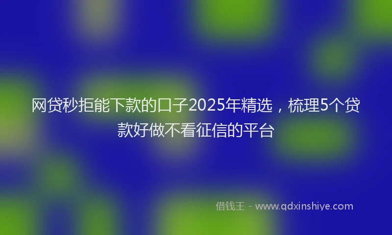 网贷秒拒能下款的口子2025年精选，梳理5个贷款好做不看征信的平台