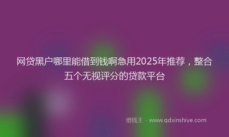 网贷黑户哪里能借到钱啊急用2025年推荐，整合五个无视评分的贷款平台