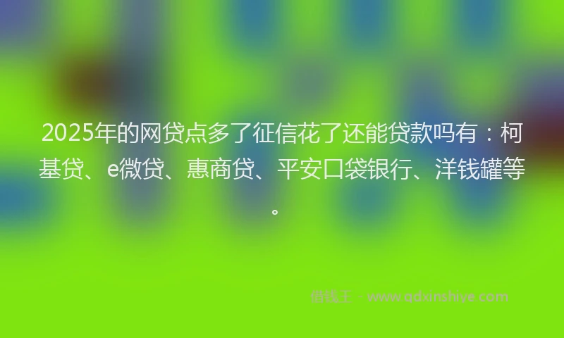 2025年的网贷点多了征信花了还能贷款吗有：柯基贷、e微贷、惠商贷、平安口袋银行、洋钱罐等。