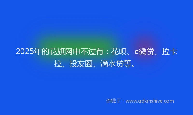 2025年的花旗网申不过有：花呗、e微贷、拉卡拉、投友圈、滴水贷等。