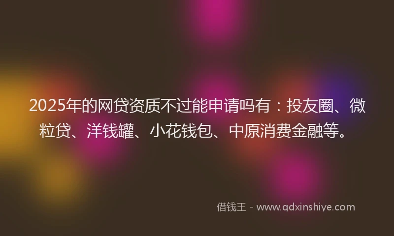 2025年的网贷资质不过能申请吗有：投友圈、微粒贷、洋钱罐、小花钱包、中原消费金融等。