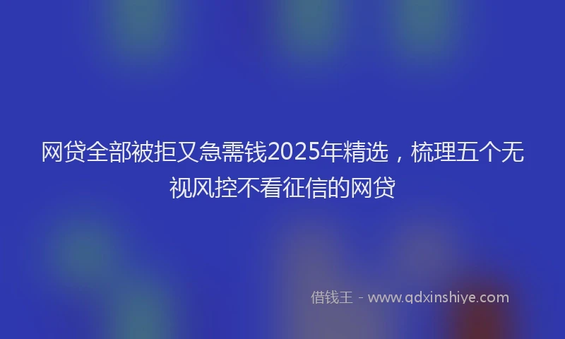 网贷全部被拒又急需钱2025年精选，梳理五个无视风控不看征信的网贷