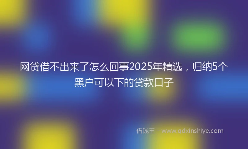 网贷借不出来了怎么回事2025年精选，归纳5个黑户可以下的贷款口子