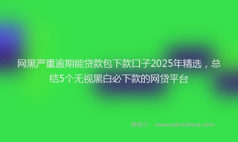 网黑严重逾期能贷款包下款口子2025年精选，总结5个无视黑白必下款的网贷平台