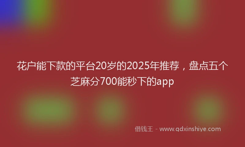 花户能下款的平台20岁的2025年推荐，盘点五个芝麻分700能秒下的app