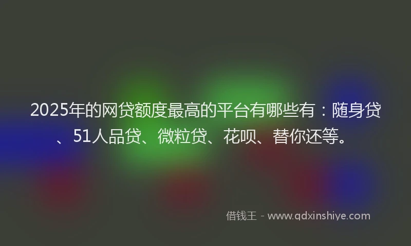2025年的网贷额度最高的平台有哪些有：随身贷、51人品贷、微粒贷、花呗、替你还等。