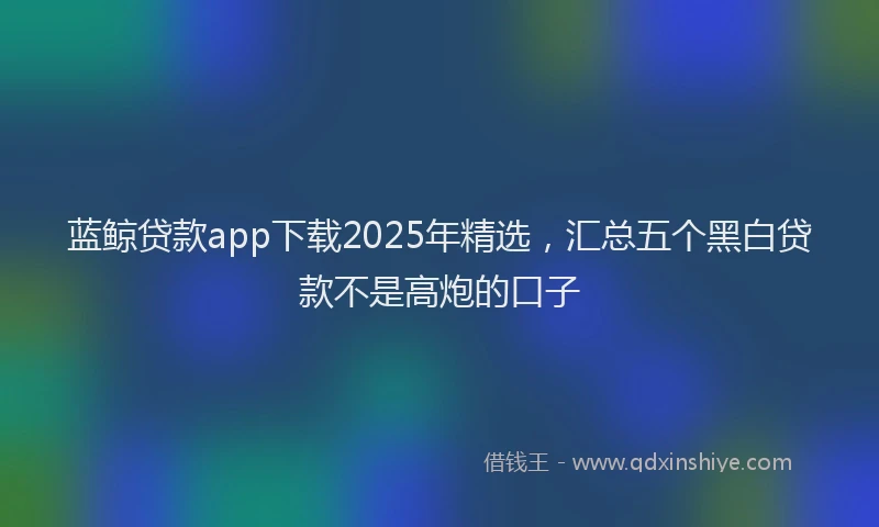 蓝鲸贷款app下载2025年精选，汇总五个黑白贷款不是高炮的口子