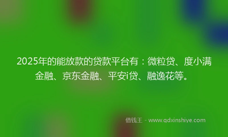 2025年的能放款的贷款平台有：微粒贷、度小满金融、京东金融、平安i贷、融逸花等。