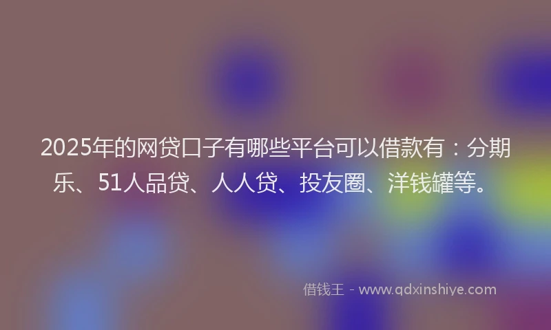 2025年的网贷口子有哪些平台可以借款有：分期乐、51人品贷、人人贷、投友圈、洋钱罐等。