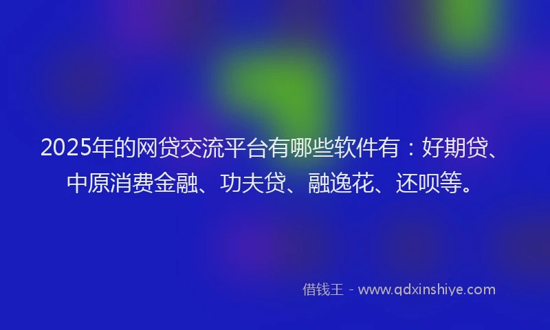 2025年的网贷交流平台有哪些软件有：好期贷、中原消费金融、功夫贷、融逸花、还呗等。