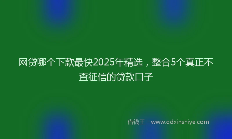 网贷哪个下款最快2025年精选，整合5个真正不查征信的贷款口子