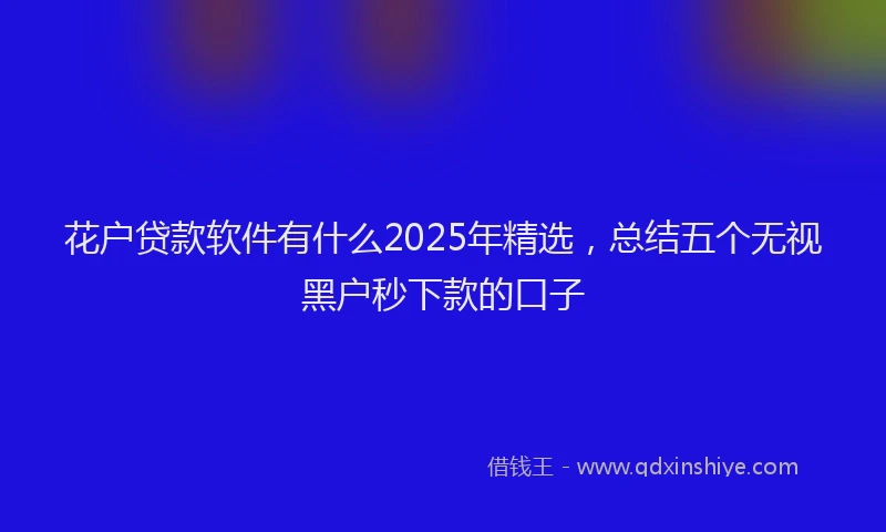 花户贷款软件有什么2025年精选，总结五个无视黑户秒下款的口子
