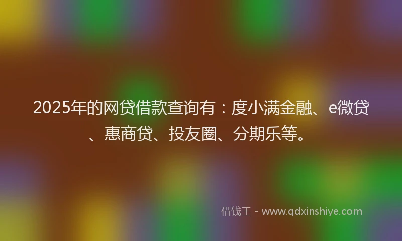2025年的网贷借款查询有：度小满金融、e微贷、惠商贷、投友圈、分期乐等。
