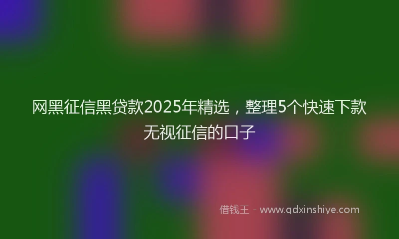 网黑征信黑贷款2025年精选，整理5个快速下款无视征信的口子