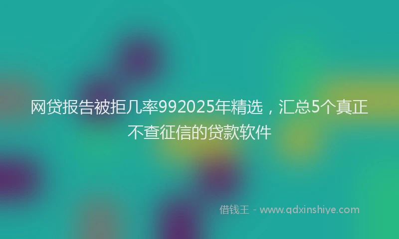 网贷报告被拒几率992025年精选，汇总5个真正不查征信的贷款软件
