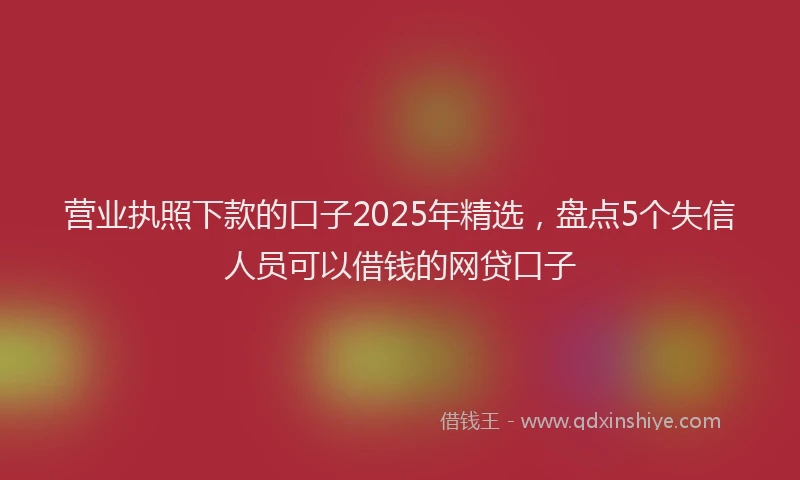 营业执照下款的口子2025年精选，盘点5个失信人员可以借钱的网贷口子