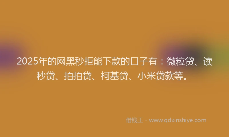 2025年的网黑秒拒能下款的口子有：微粒贷、读秒贷、拍拍贷、柯基贷、小米贷款等。
