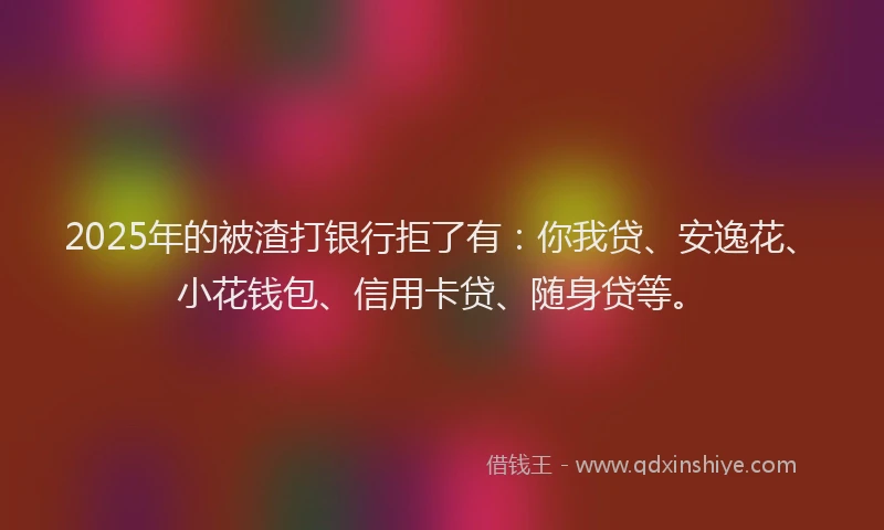 2025年的被渣打银行拒了有：你我贷、安逸花、小花钱包、信用卡贷、随身贷等。