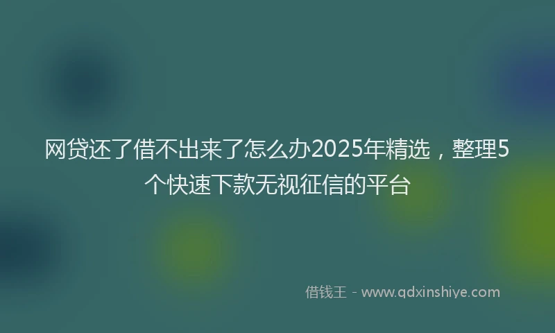 网贷还了借不出来了怎么办2025年精选，整理5个快速下款无视征信的平台