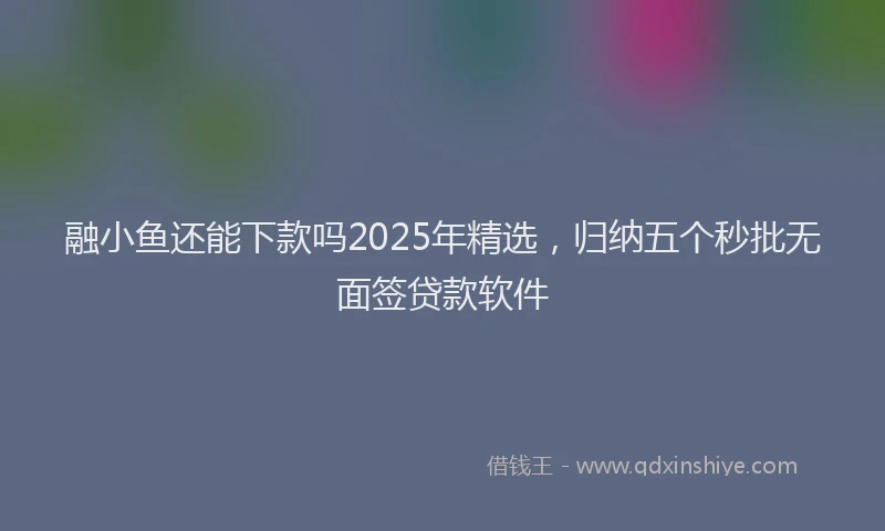 融小鱼还能下款吗2025年精选，归纳五个秒批无面签贷款软件