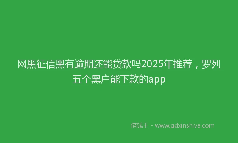 网黑征信黑有逾期还能贷款吗2025年推荐，罗列五个黑户能下款的app