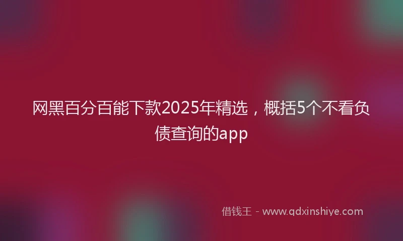 网黑百分百能下款2025年精选，概括5个不看负债查询的app