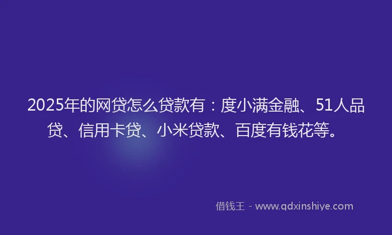 2025年的网贷怎么贷款有：度小满金融、51人品贷、信用卡贷、小米贷款、百度有钱花等。