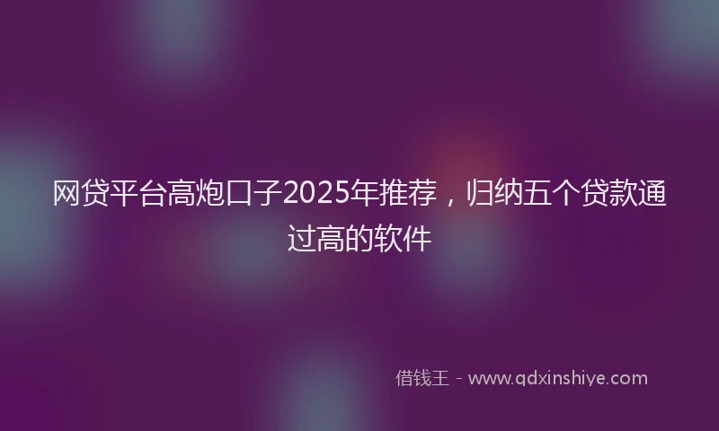 网贷平台高炮口子2025年推荐，归纳五个贷款通过高的软件