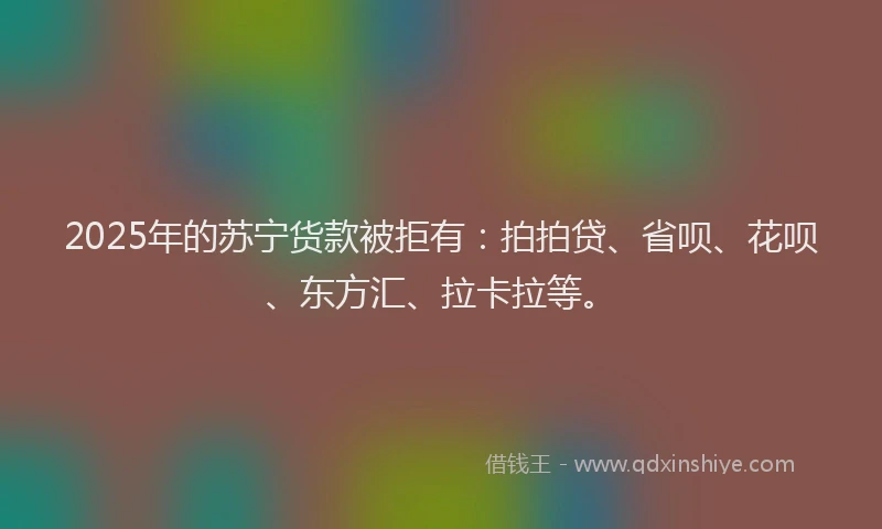 2025年的苏宁货款被拒有：拍拍贷、省呗、花呗、东方汇、拉卡拉等。