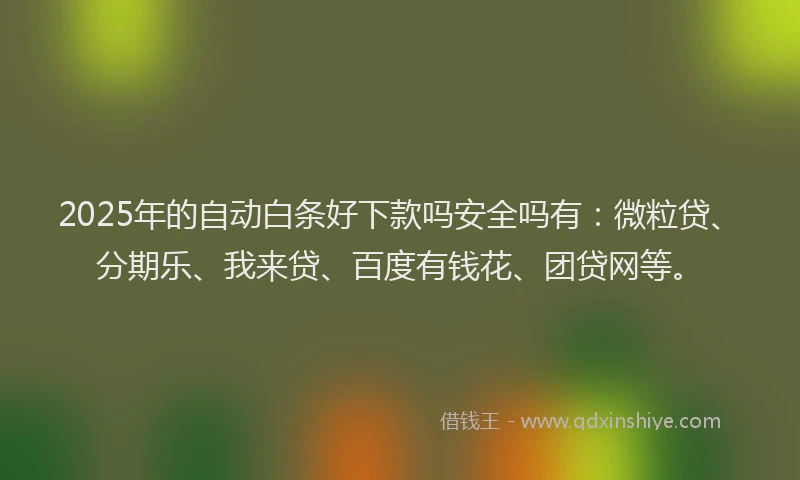 2025年的自动白条好下款吗安全吗有：微粒贷、分期乐、我来贷、百度有钱花、团贷网等。