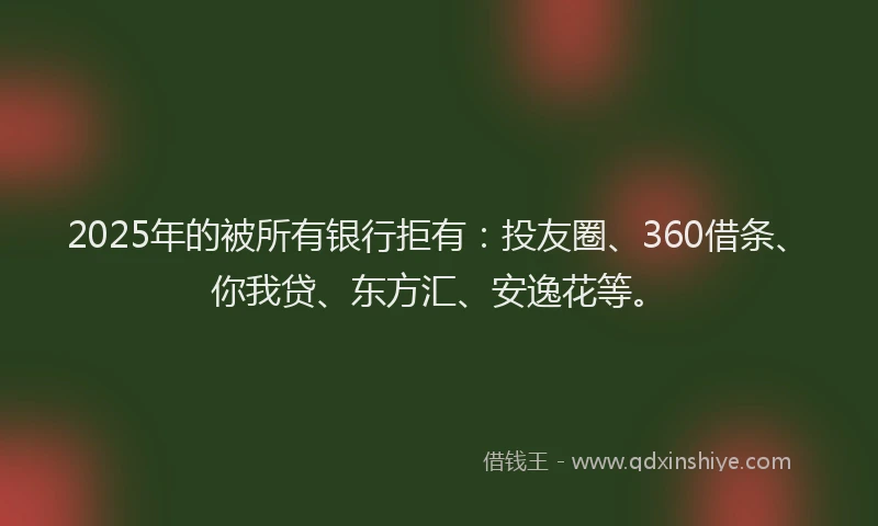 2025年的被所有银行拒有：投友圈、360借条、你我贷、东方汇、安逸花等。