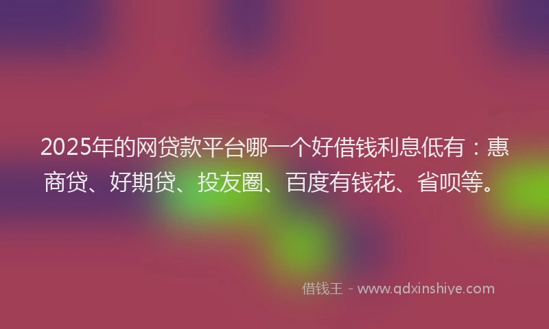 2025年的网贷款平台哪一个好借钱利息低有：惠商贷、好期贷、投友圈、百度有钱花、省呗等。
