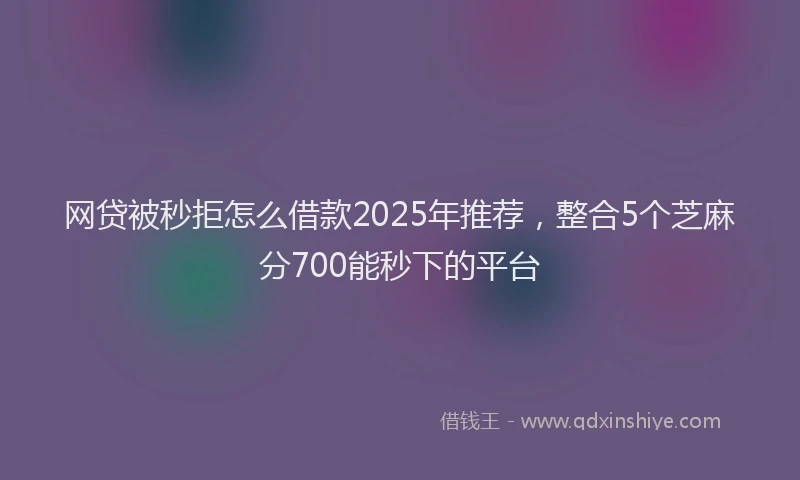 网贷被秒拒怎么借款2025年推荐，整合5个芝麻分700能秒下的平台
