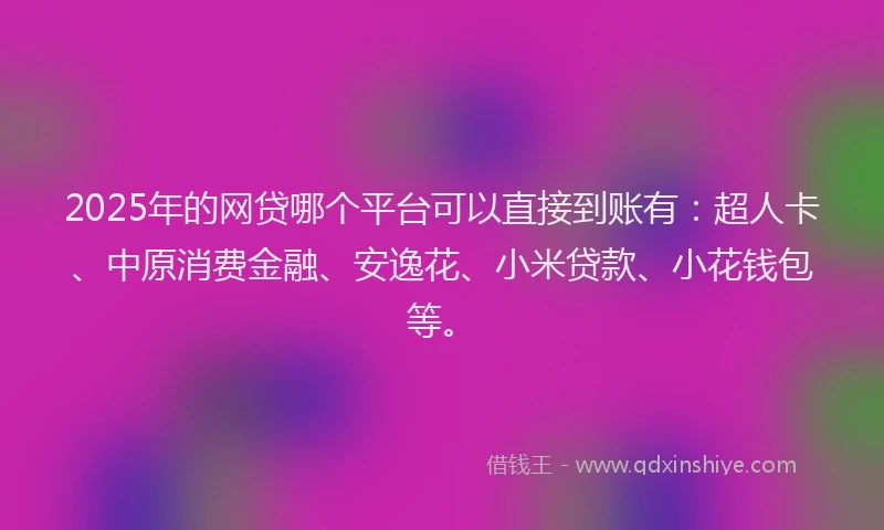 2025年的网贷哪个平台可以直接到账有：超人卡、中原消费金融、安逸花、小米贷款、小花钱包等。