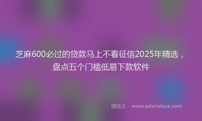 芝麻600必过的贷款马上不看征信2025年精选，盘点五个门槛低易下款软件