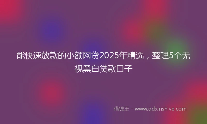 能快速放款的小额网贷2025年精选，整理5个无视黑白贷款口子