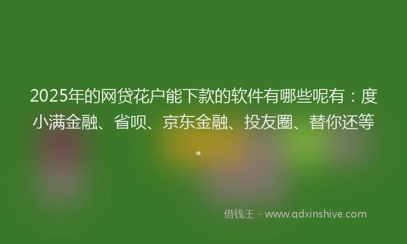 2025年的网贷花户能下款的软件有哪些呢有：度小满金融、省呗、京东金融、投友圈、替你还等。