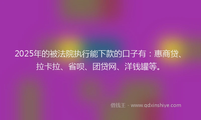 2025年的被法院执行能下款的口子有：惠商贷、拉卡拉、省呗、团贷网、洋钱罐等。